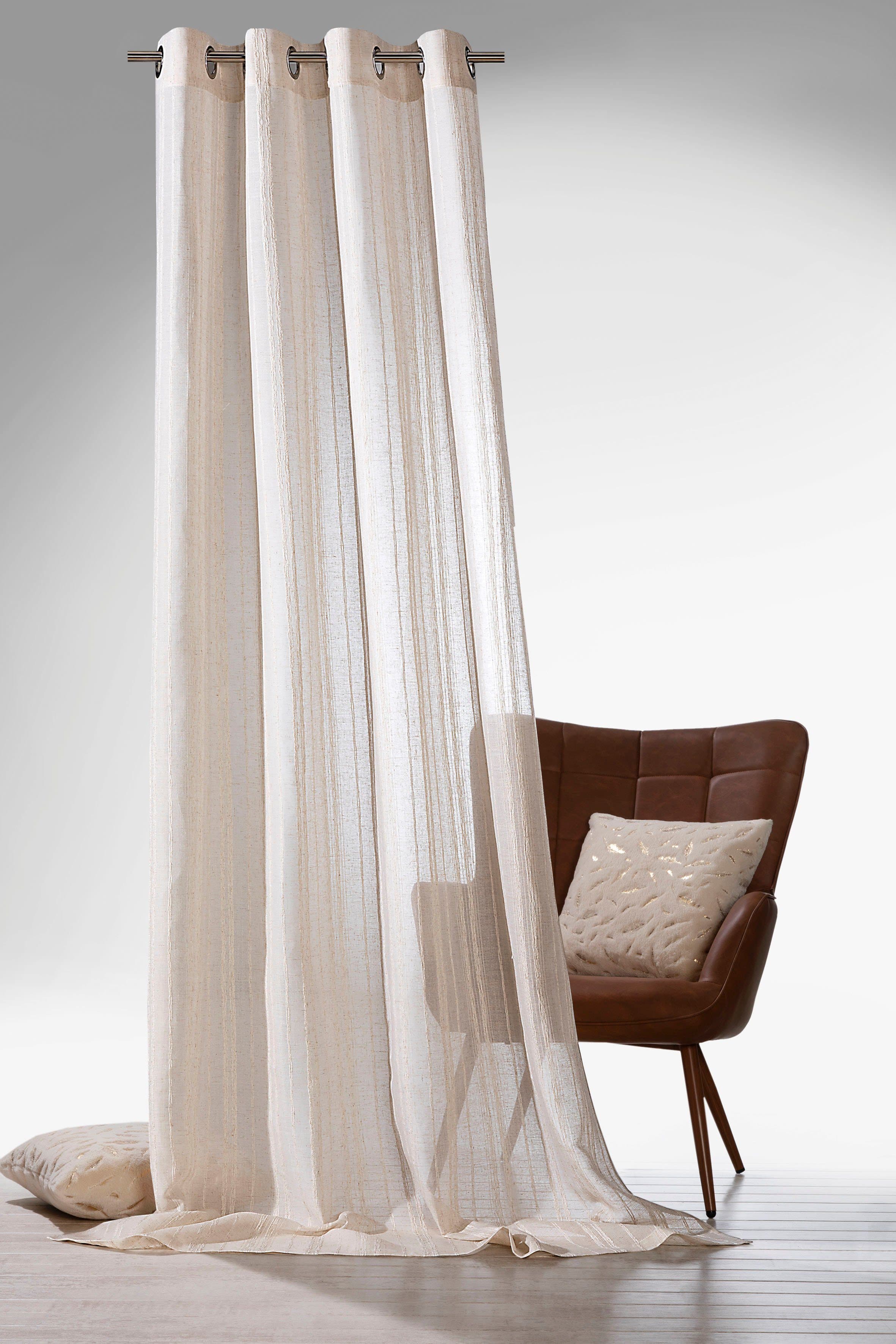 WECKBRODT Natural Linen Vorhang Beige Leinen-Optik - Bild 2