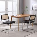 BBG Esszimmerstuhl 2er Set Freischwinger Mid-Century Kunstleder Braun/Schwarz Bild 2