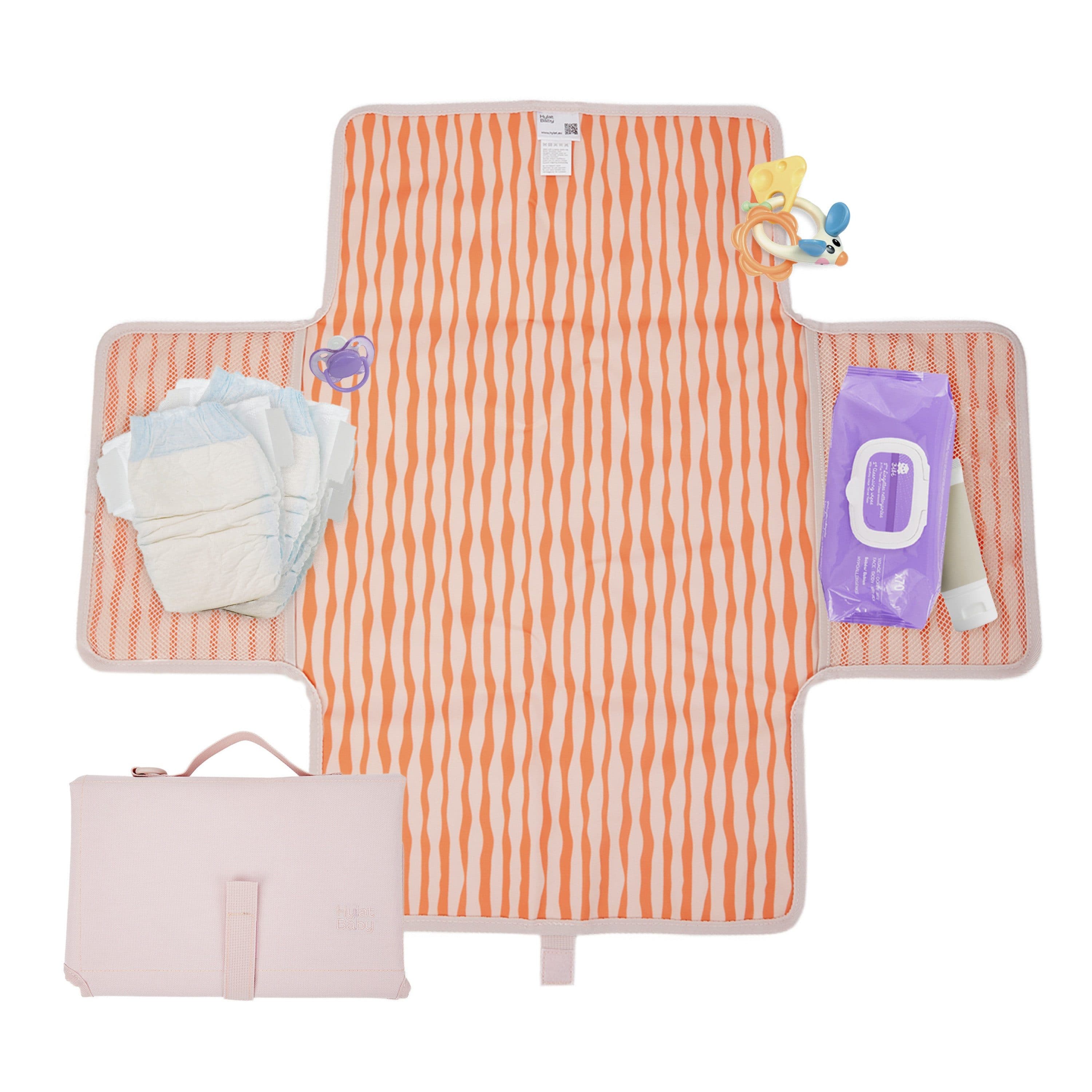 Hylat Baby Wickelauflage Faltbar Rosa Reise-Wickelmatte mit Stauraum - Bild 2