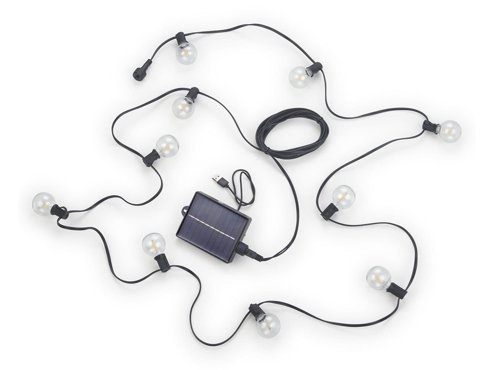Reality Leuchten LED-Lichterkette 10-flammig Solar USB Schwarz - Bild 2