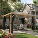 Outsunny Gartenpavillon 3x4m Holzoptik PC-Dach Bild 2