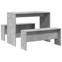 vidaXL Essgruppe 3-tlg. Esstisch und Bank Set Betongrau Holzwerkstoff Bild 2