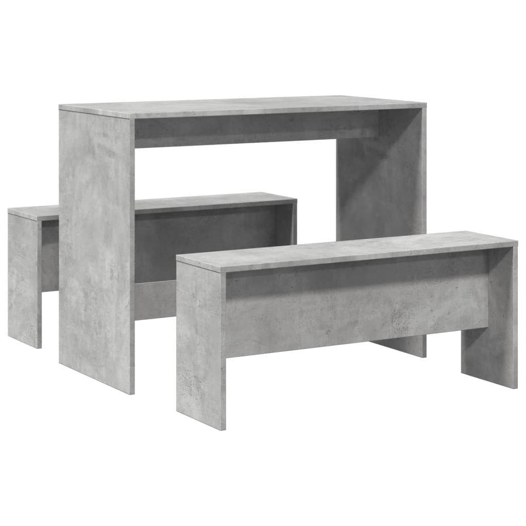 vidaXL Essgruppe 3-tlg. Esstisch und Bank Set Betongrau Holzwerkstoff - Bild 2