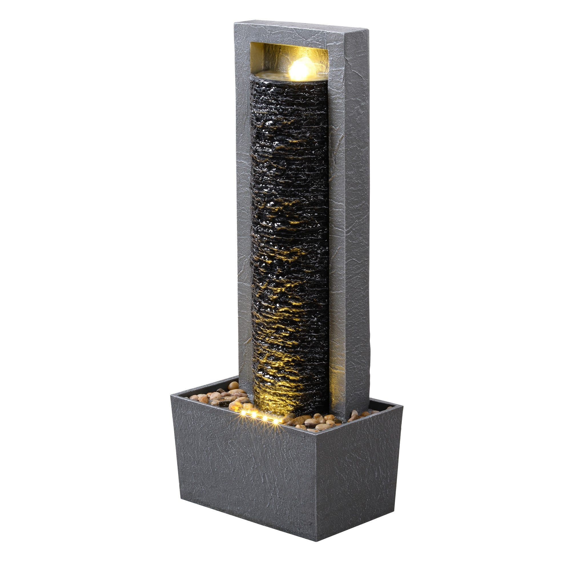 Teamson Home Gartenbrunnen Säulenbrunnen mit LED und Steinoptik Grau - Bild 2
