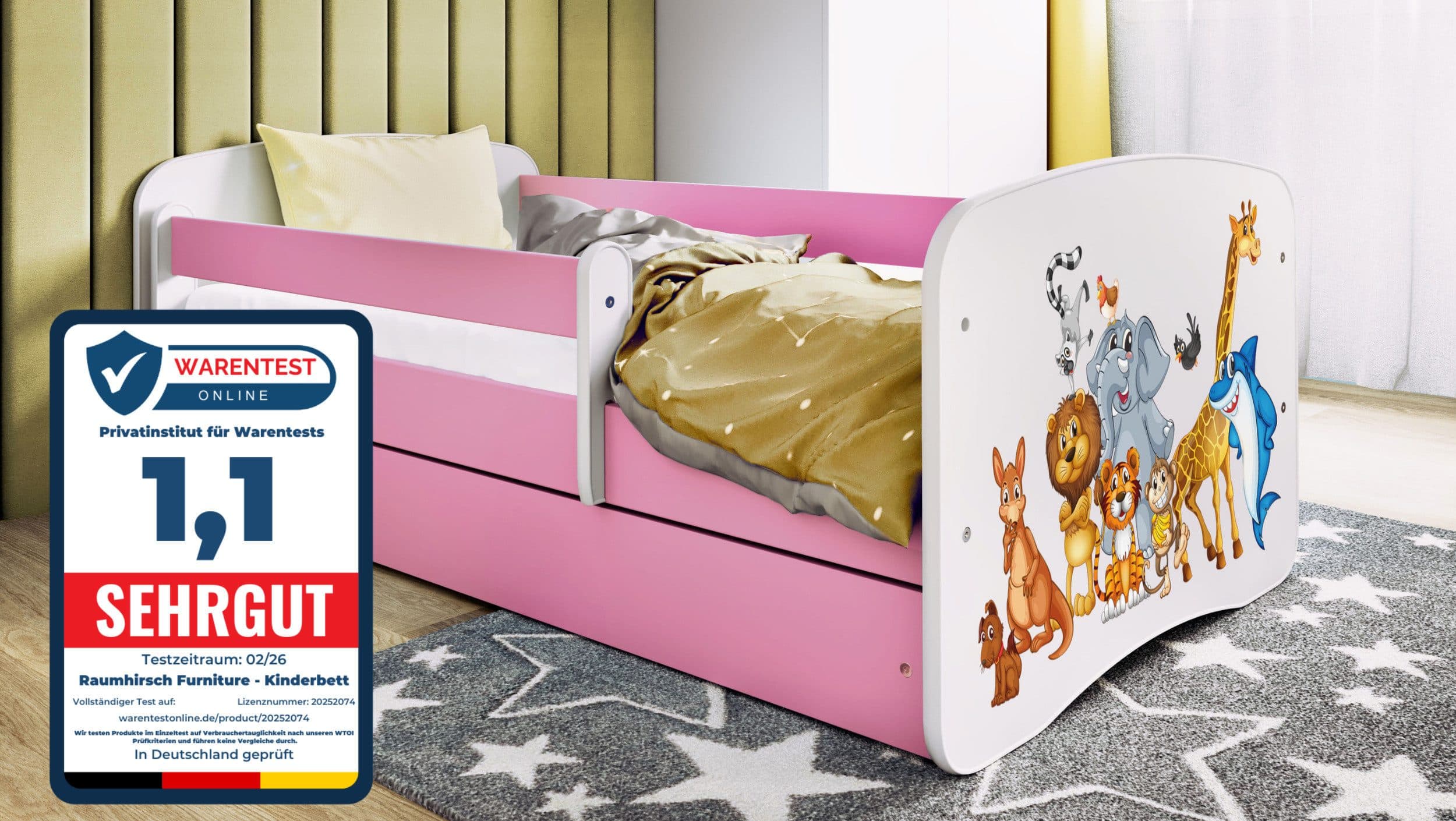 Raumhirsch Furniture Kinderbett Rosa mit Matratze & Schublade - Bild 2