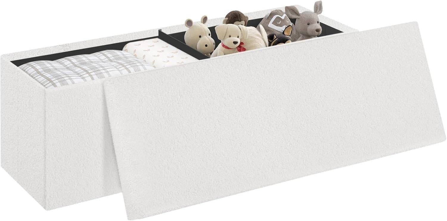 EUGAD Sitzbank mit Stauraum Weiß/Beige Teddyfleece 200 kg belastbar