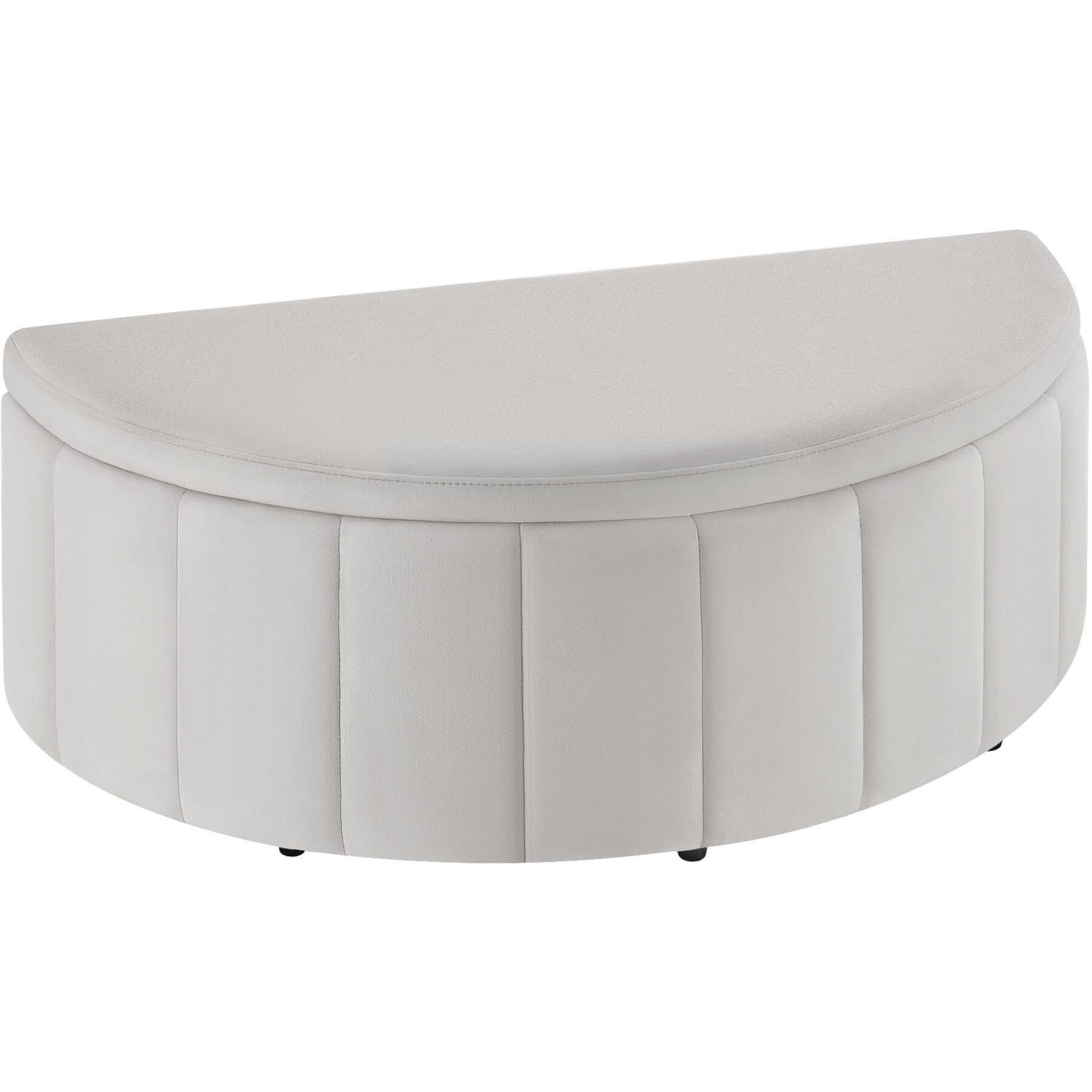 TECTAKE Polsterbank Moon mit Stauraum Samtoptik Taupe - Bild 2