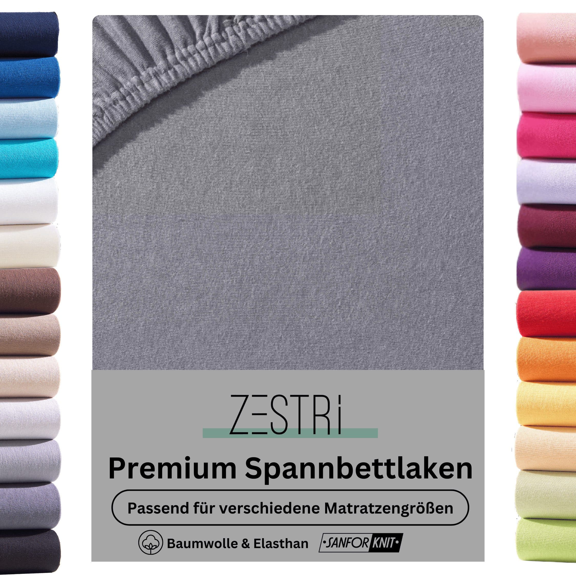 Zestri Spannbettlaken Baumwolle Anthrazit für Boxspringbett - Bild 2