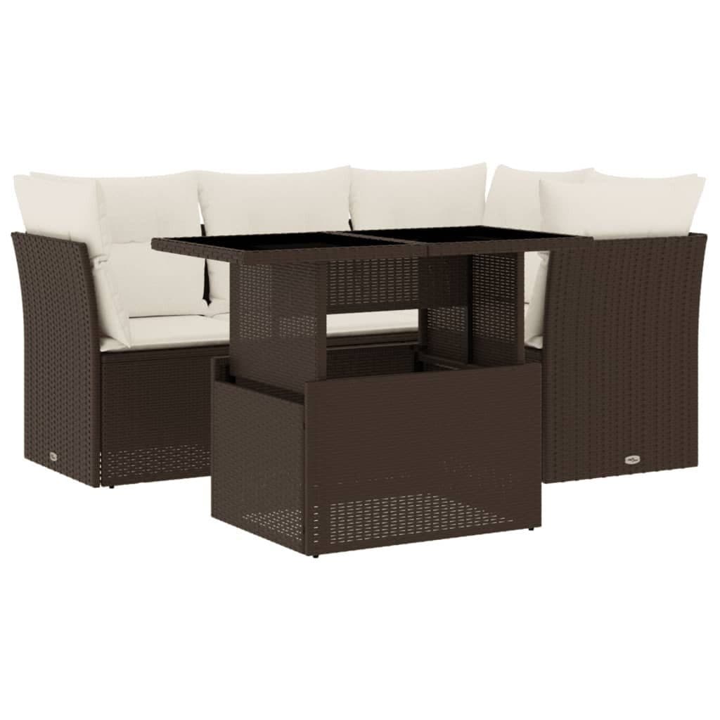 vidaXL Gartenlounge-Set 5-tlg. Braun Poly Rattan - Bild 2