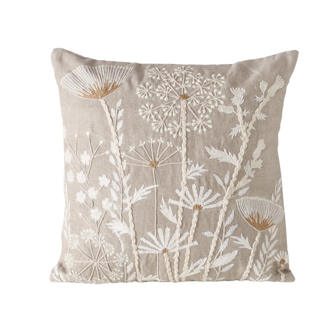 BOLTZE Zierkissen Finna Handgewebt Floral Beige Weiß Leinen 45x45cm - Bild 2