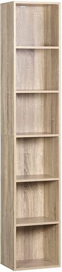 Woltu Bücherregal 6 Fächer Helle Eiche Weiß Modern Bild 2
