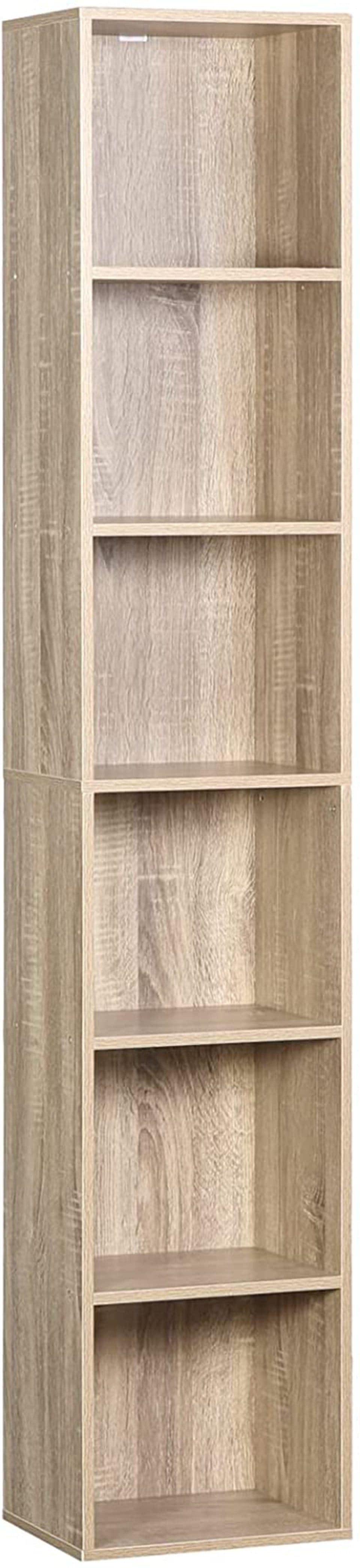 Woltu Bücherregal 6 Fächer Helle Eiche Weiß Modern - Bild 2
