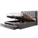 Flieks Polsterbett Grau Hydraulischer Stauraum Samt Doppelbett Bild 2