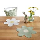Home-trends24.de Platzset Blume Kunstleder Tischset grün weiß 2er-Set Bild 2