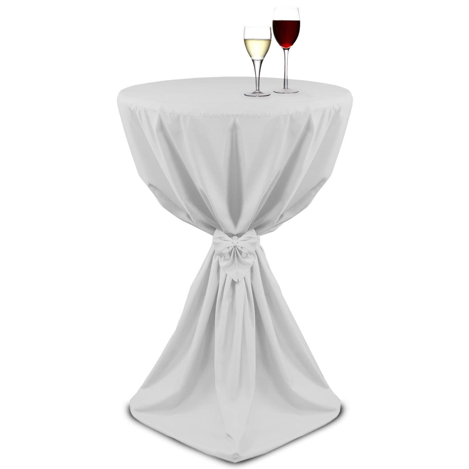 Beautissu Stehtischhusse Giulia Weiß Polyester mit Satinband - Bild 2