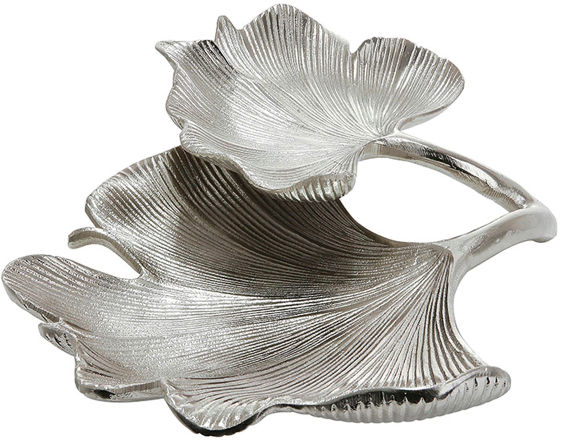 GILDE Dekoschale Ginkgo Blatt Silber Aluminium - Bild 2