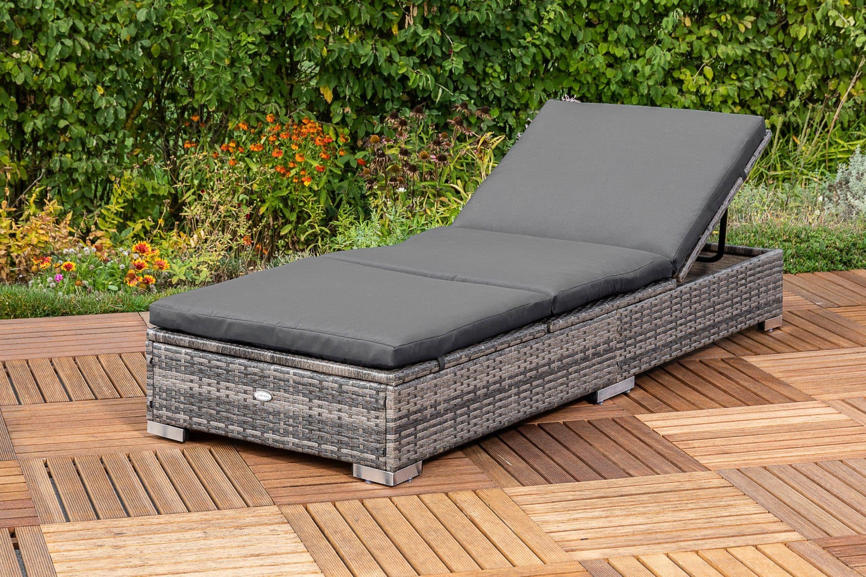 MERXX Gartenliege TOPSELLER Grau Verstellbar Polyrattan
