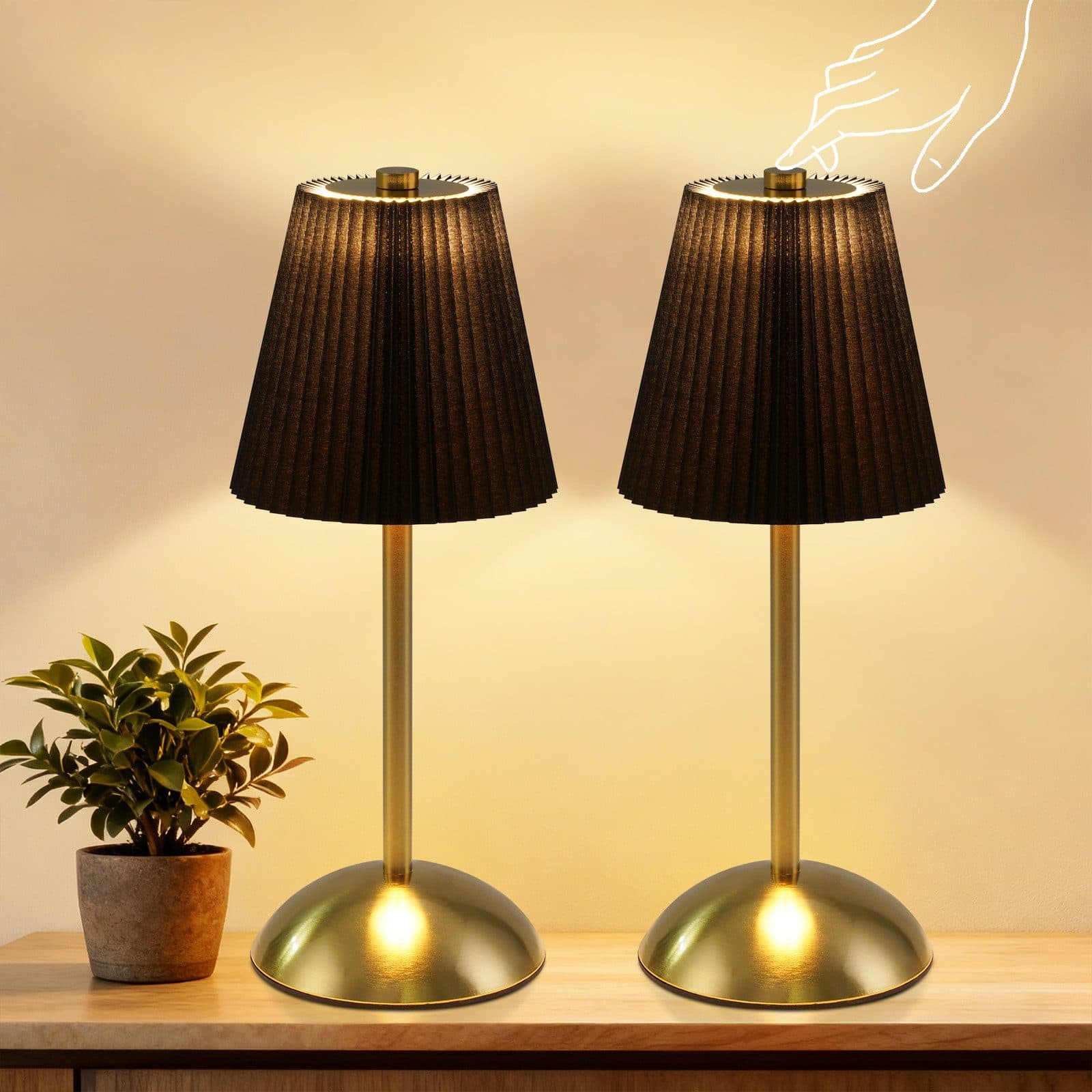 ZMH LED Tischleuchte 2er Set Akku Touch Dimmbar Schwarz - Bild 2