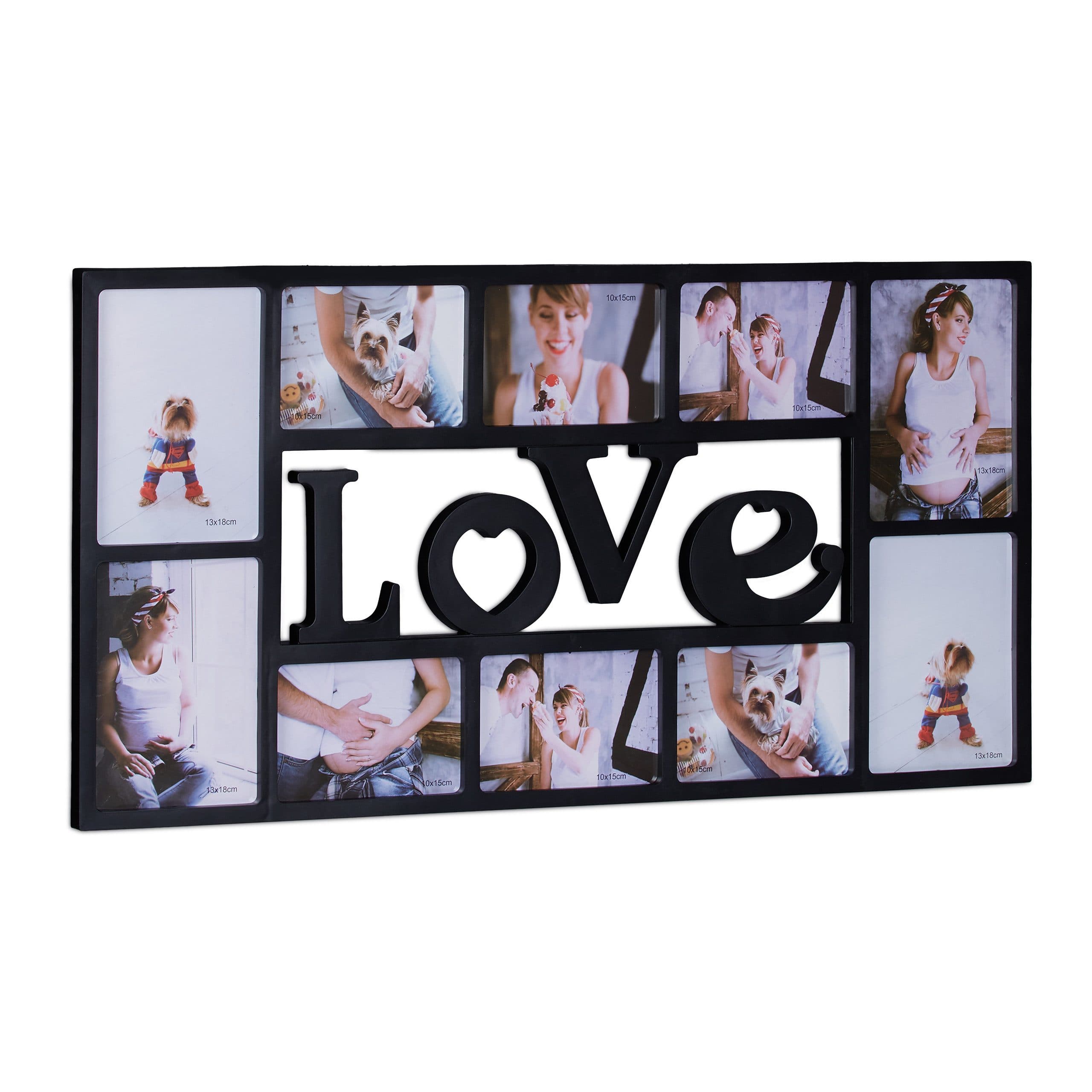 relaxdays Collagerahmen 10 Fotos mit LOVE Schriftzug Schwarz - Bild 2