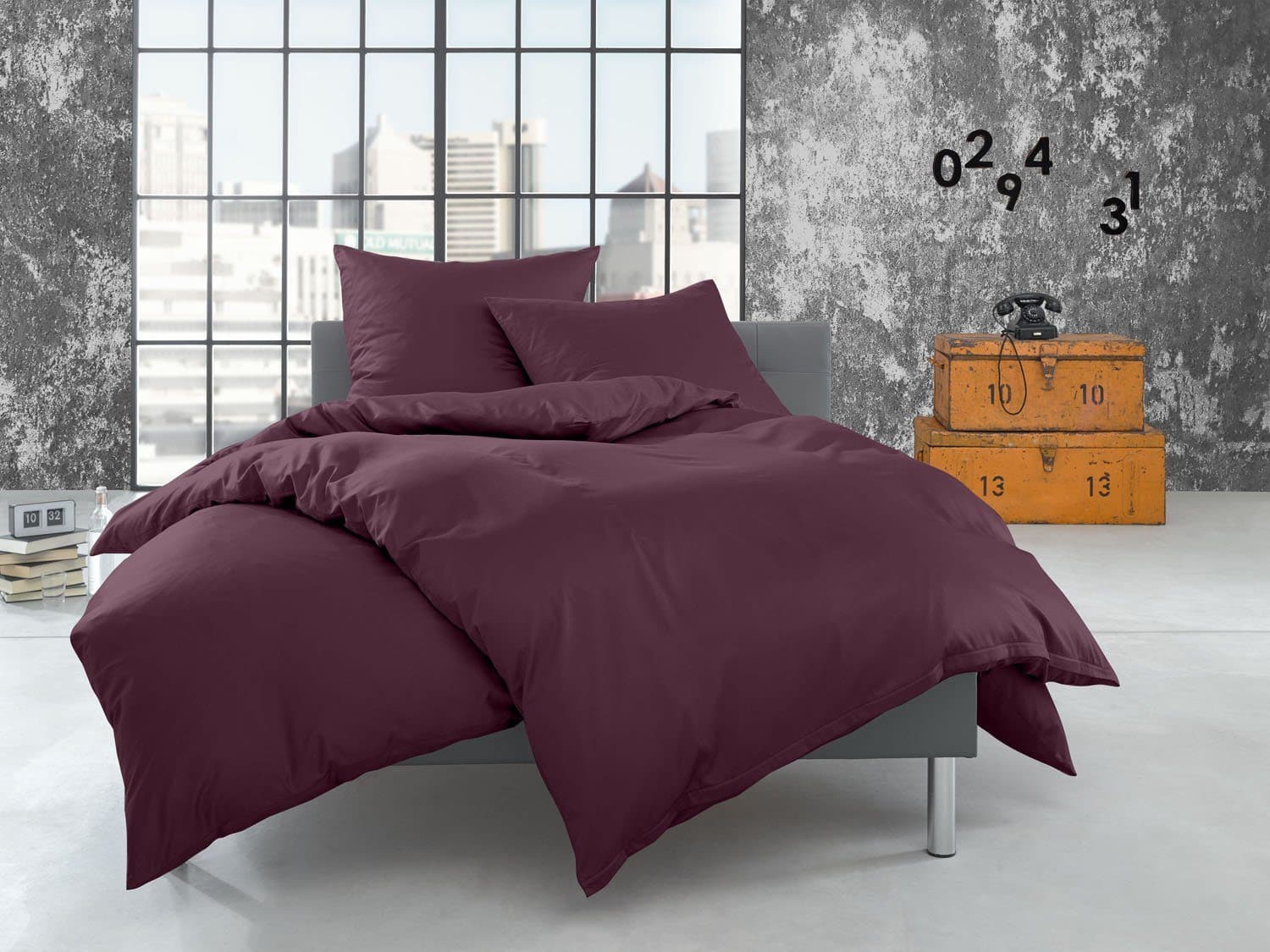 BETTWAESCHE-MIT-STIL Bettwäsche Feinflanell Uni Violett 2-teilig - Bild 2