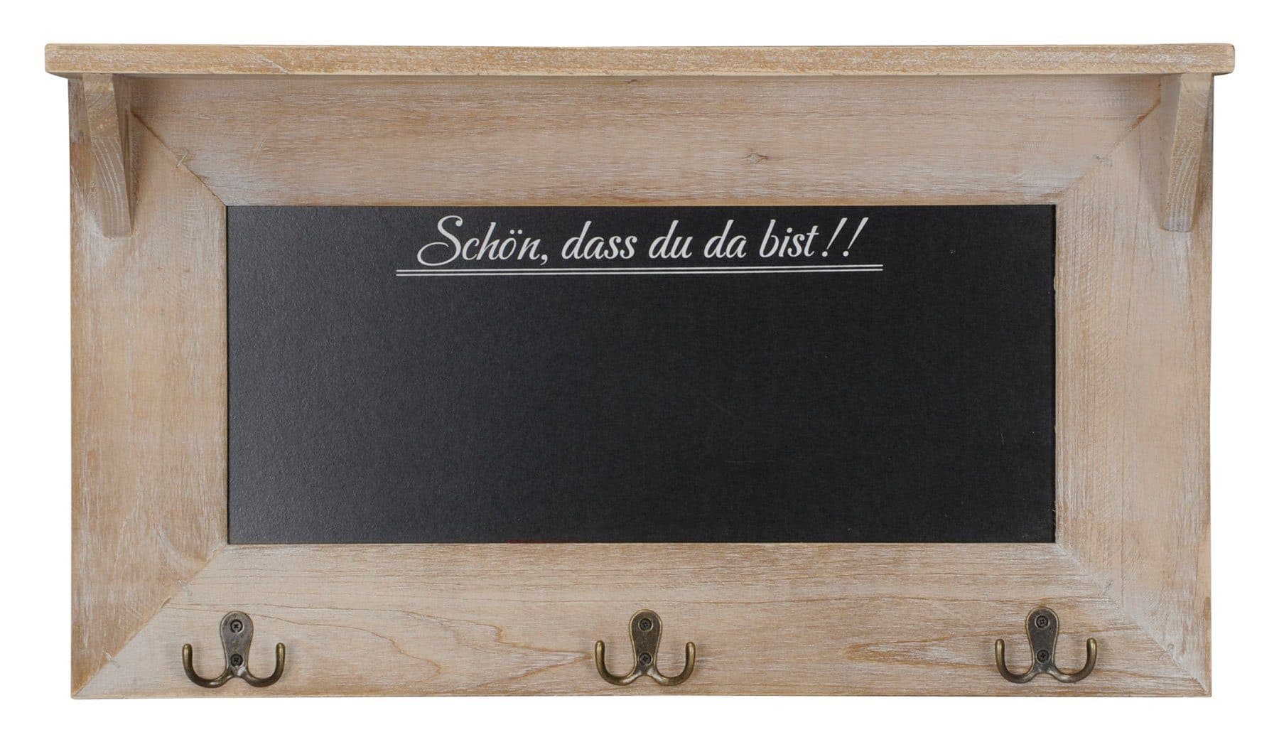 Levandeo Memoboard Wandgarderobe 60x34cm Holz Braun Shabby Chic