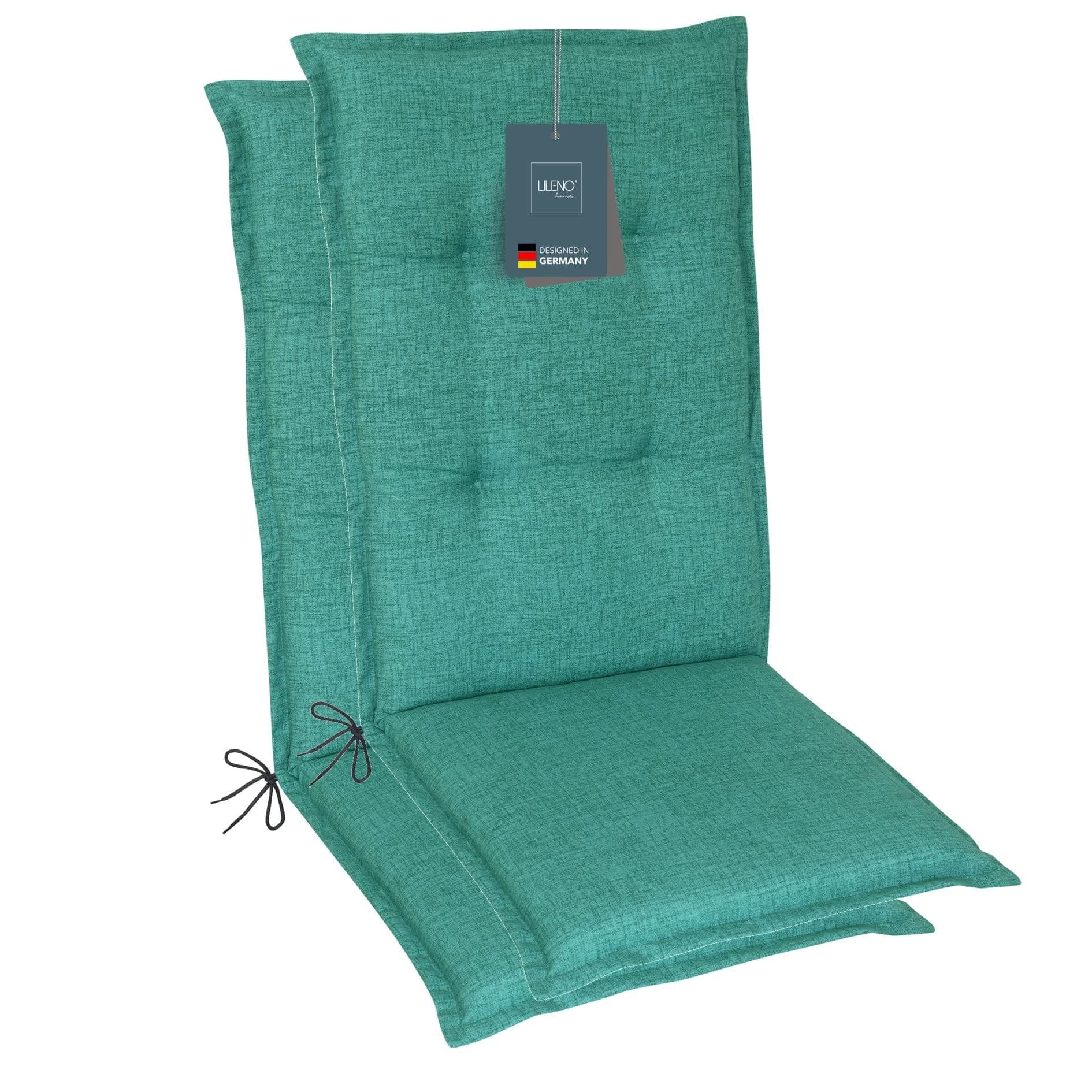 LILENO HOME Hochlehnerauflage Türkisgrün 2er Set mit Kopfkissen - Bild 2