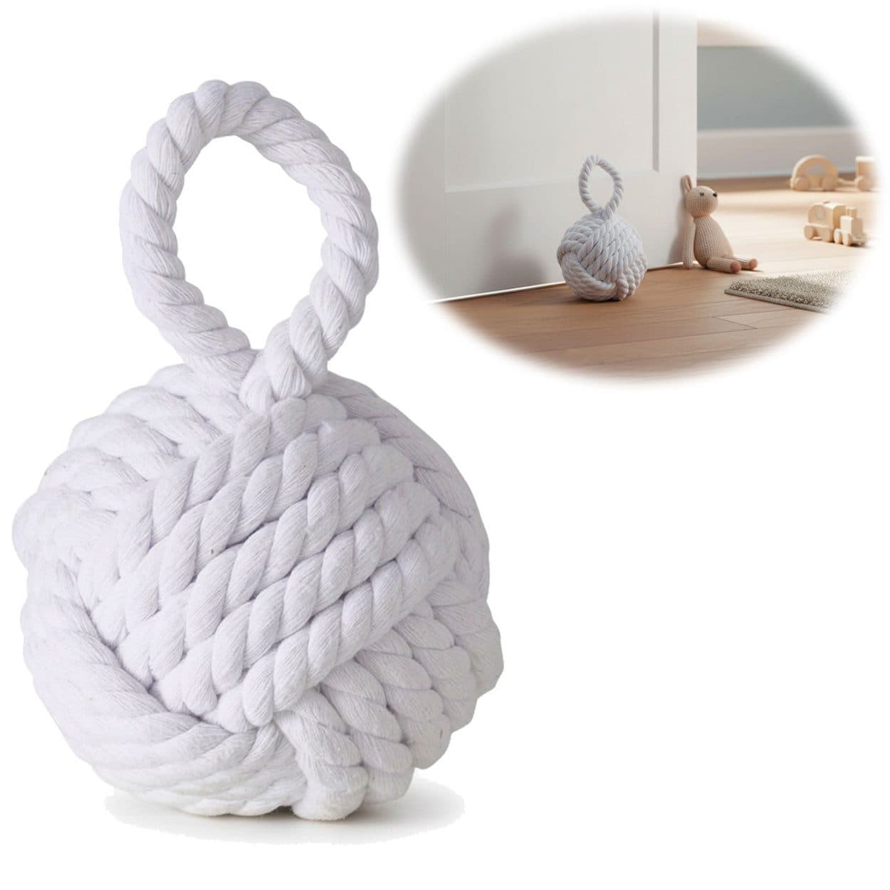 LS-LebenStil Bodentürstopper Malmö 23cm Weiß Jute Knoten - Bild 2