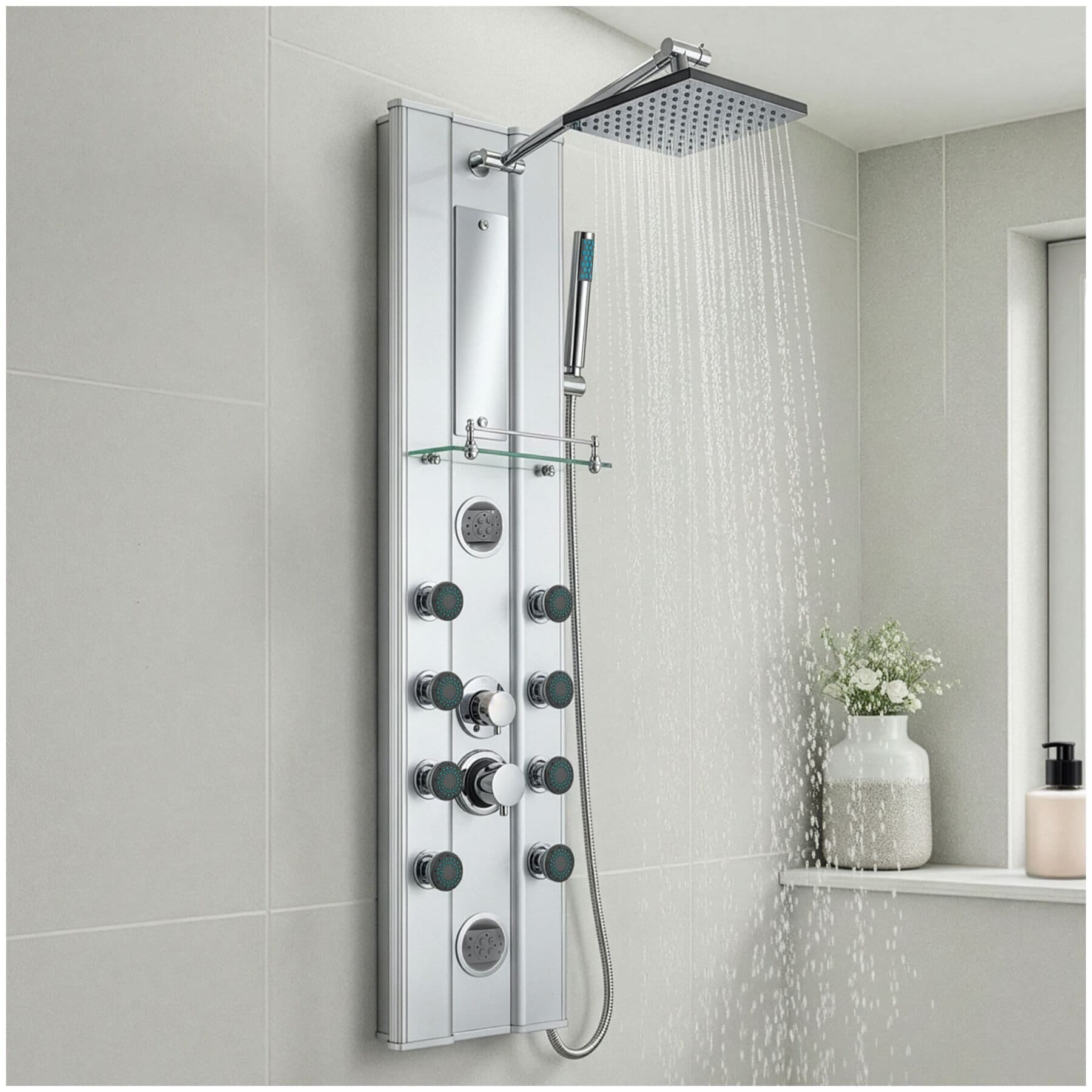 tectake Duscharmatur Aluminium Duschpaneel Regendusche Silber - Bild 2