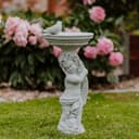 Gartenfigur Junge mit großer Vogeltränke, Steinfigur 54 cm, 18 kg, Frostsicher Bild 2