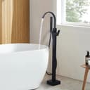 HOMELIVE Freistehende Badewannenarmatur Schwarz Matt Wasserfall Bild 2