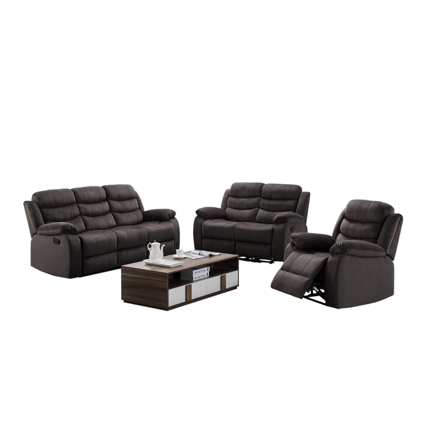 HTI-Living Polstergarnitur 3 Sitzer 2 Sitzer Sessel Kirwall, (Set, 3-tlg., 1x Sofa, 1x Zweisitzer, 1x Sessel), Couch Sessel mit Fußstütze - Bild 2