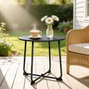 Outsunny Beistelltisch Gartentisch Schwarz Metall Rund Bild 2