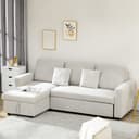 HOMCOM Ecksofa Leinen Eukalyptusholz Bild 2