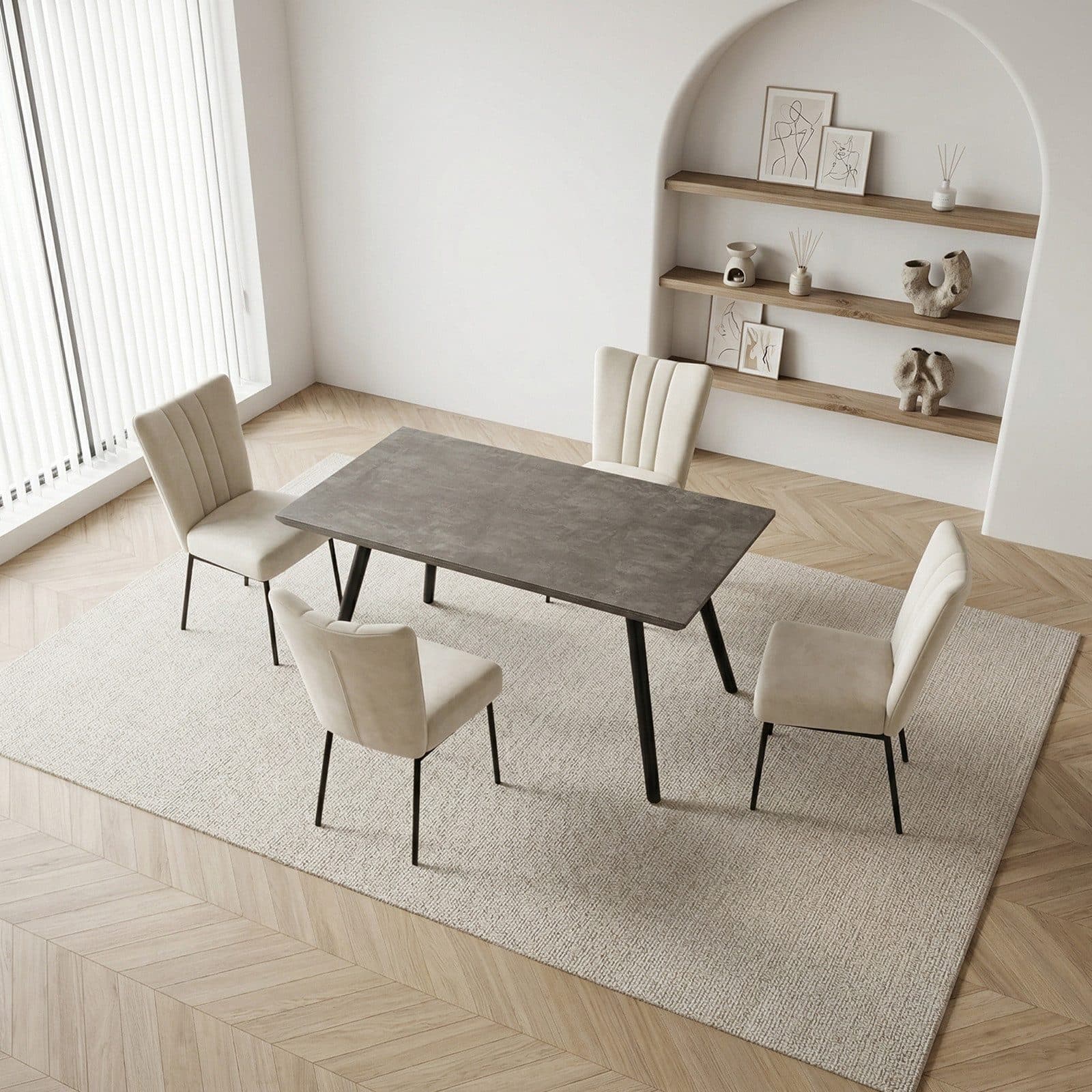 Jiexi Essgruppe Tisch- und Stuhlset Modern 120x73x76 cm mit 4 Stühlen - Bild 2