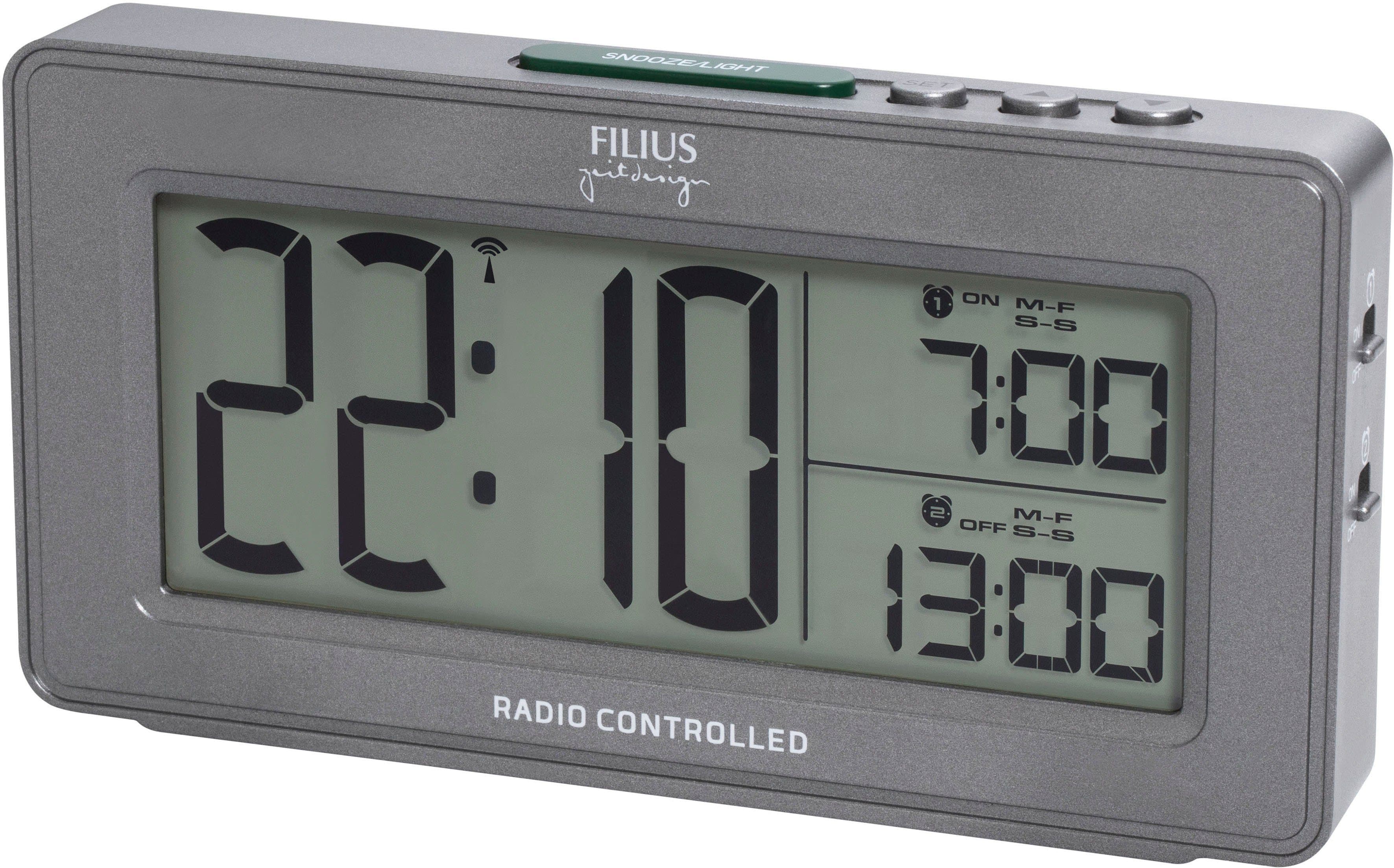 FILIUS zeitdesign Funkwecker 0532-4 Grau Modern