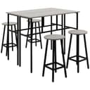 HOMCOM Bartisch-Set im Industriedesign, 6-teilig Essgruppe 2 Bartisch mit 4 Stühlen Grau, Schwarz Bild 2