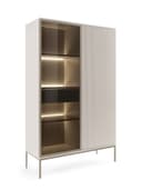 Goldstoff Vitrine LED mit Glasfront und Schubladen kaschmir gold Bild 2