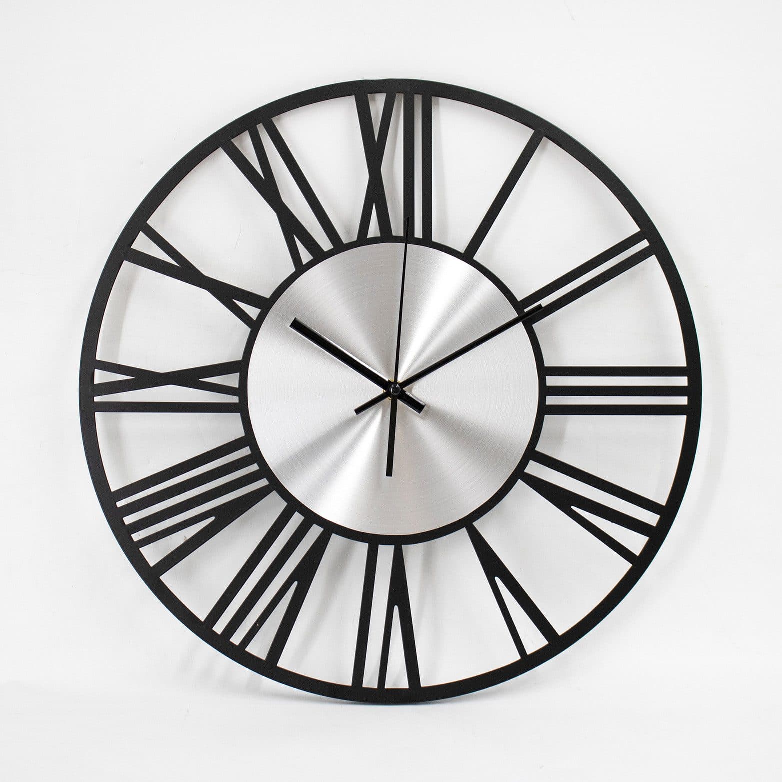 K&L Wall Art Wanduhr Industriell Silber Metall Leise Quarzuhr - Bild 2