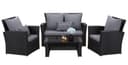MeXo Gartenlounge-Set 4-tlg. Schwarz Polyrattan Bild 2