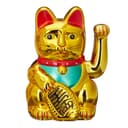 relaxdays Maneki Neko Winkekatze Gold Batteriebetrieben Glücksbringer Bild 2