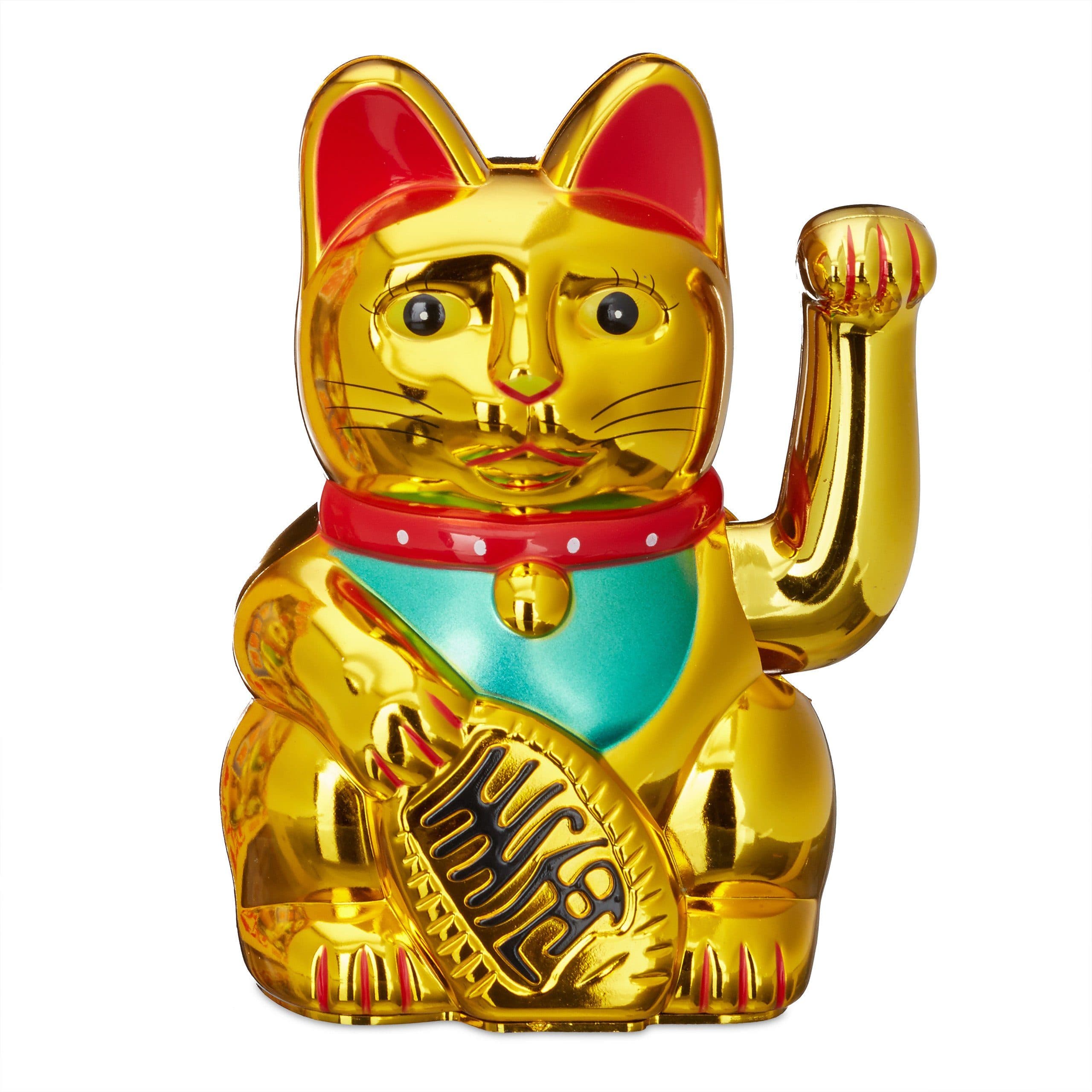 relaxdays Maneki Neko Winkekatze Gold Batteriebetrieben Glücksbringer - Bild 2