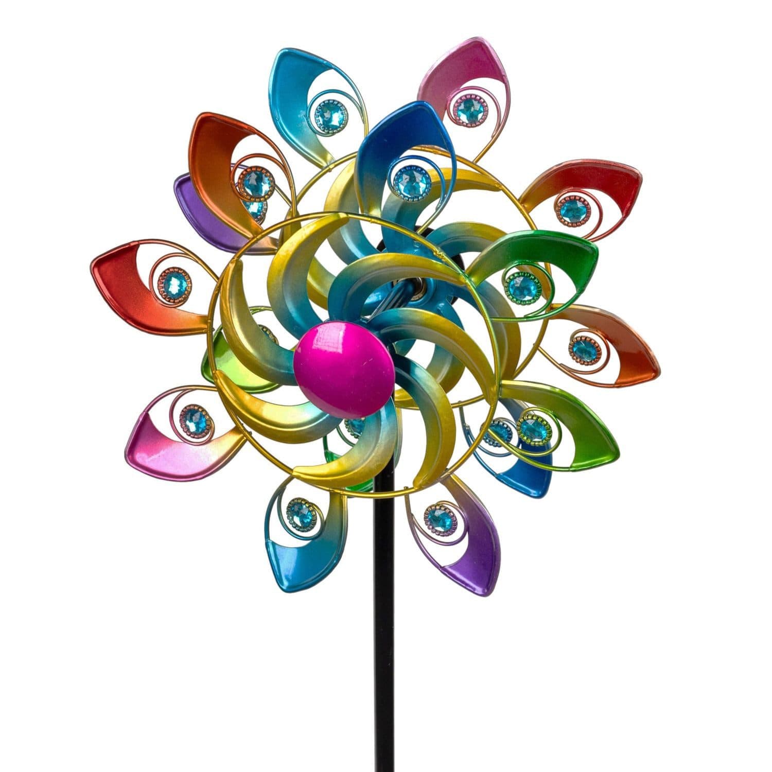 formano Gartenfigur Buntes Windrad Metall Windspiel Windmühle 109 cm