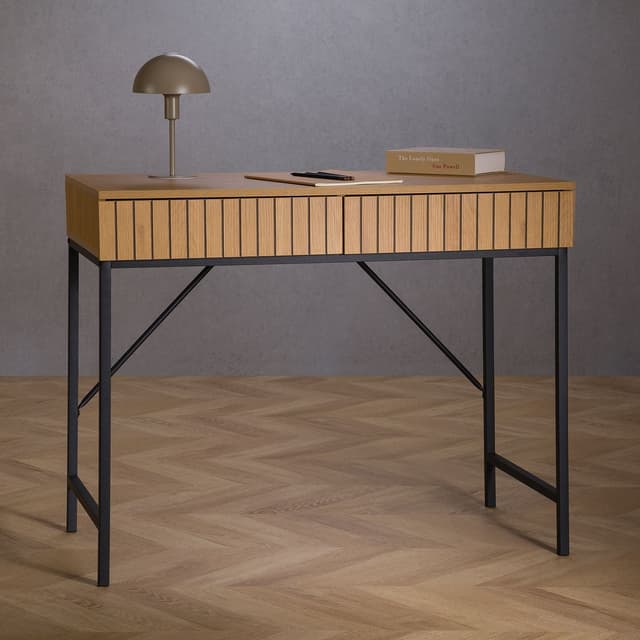 Idimex Bürotisch Pale mit Metallgestell und Wildeiche Dekor