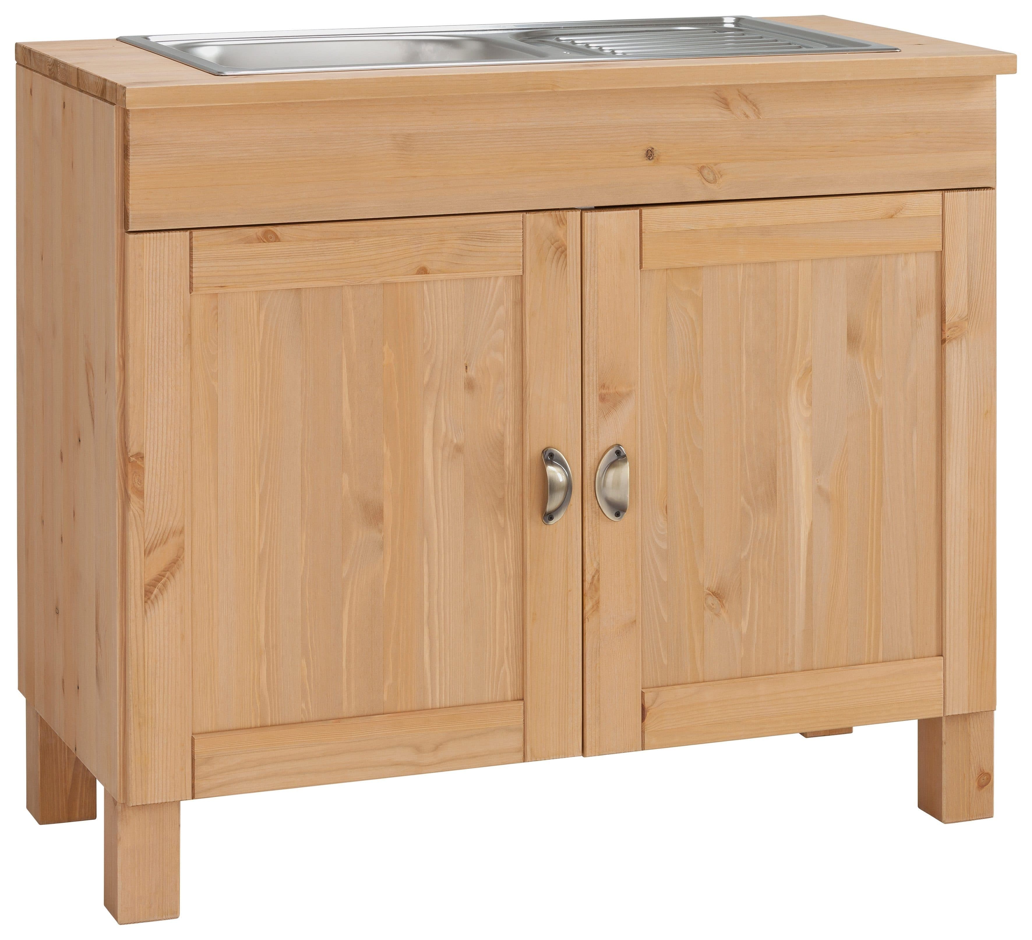 HOME AFFAIRE Spülenschrank Oslo Beige Massivholz mit Spüle - Bild 2