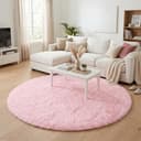 Pergamon Hochflor-Teppich Rosa Shaggy Fluffy Rund Bild 2