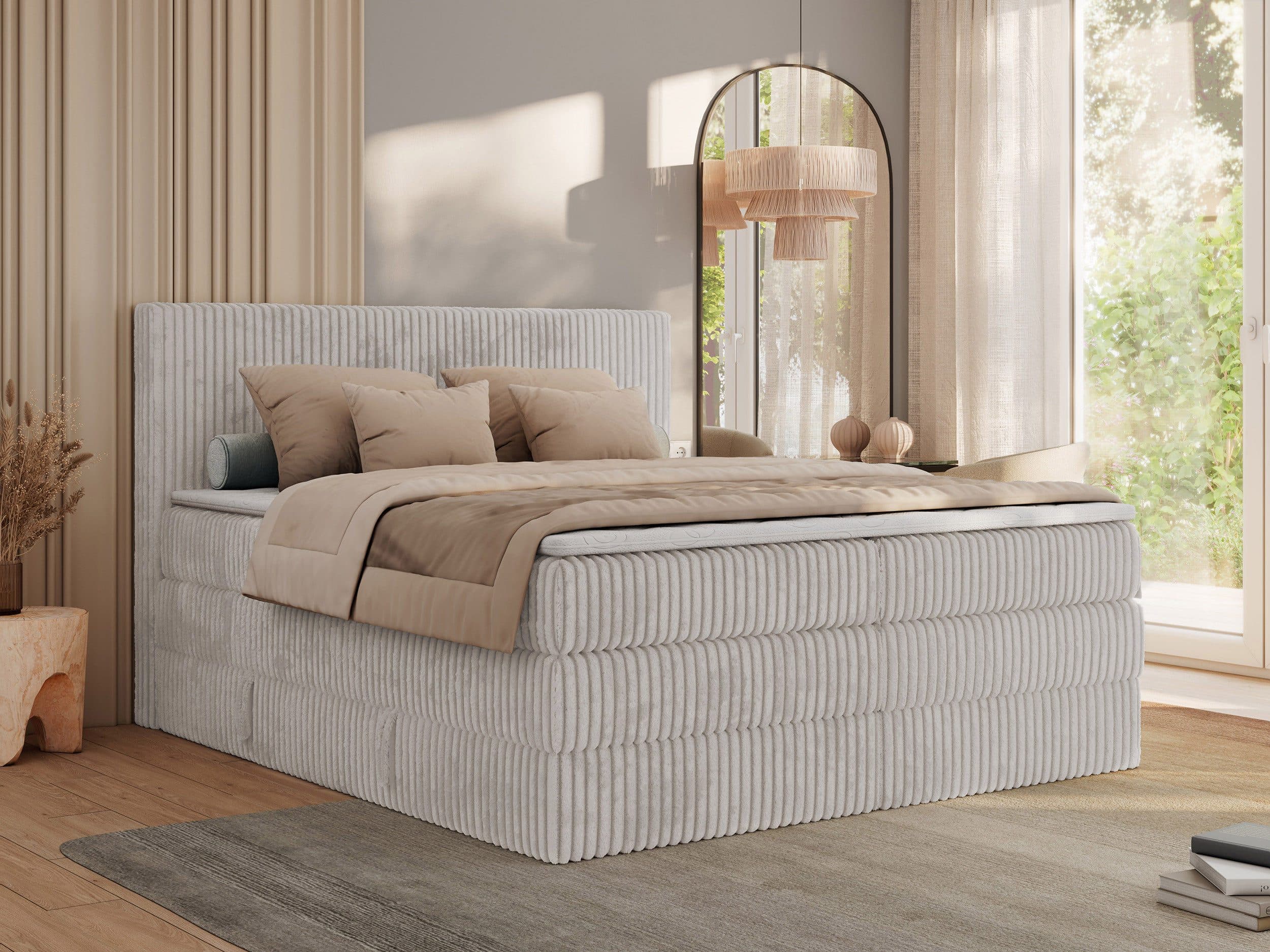 MKS MÖBEL Boxspringbett TILIANO KING Cord Bett mit Bettkästen Grau - Bild 2