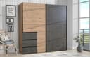 FORTE Schwebetürenschrank Winn 200cm mit 3 Schubladen Grau Braun Bild 2
