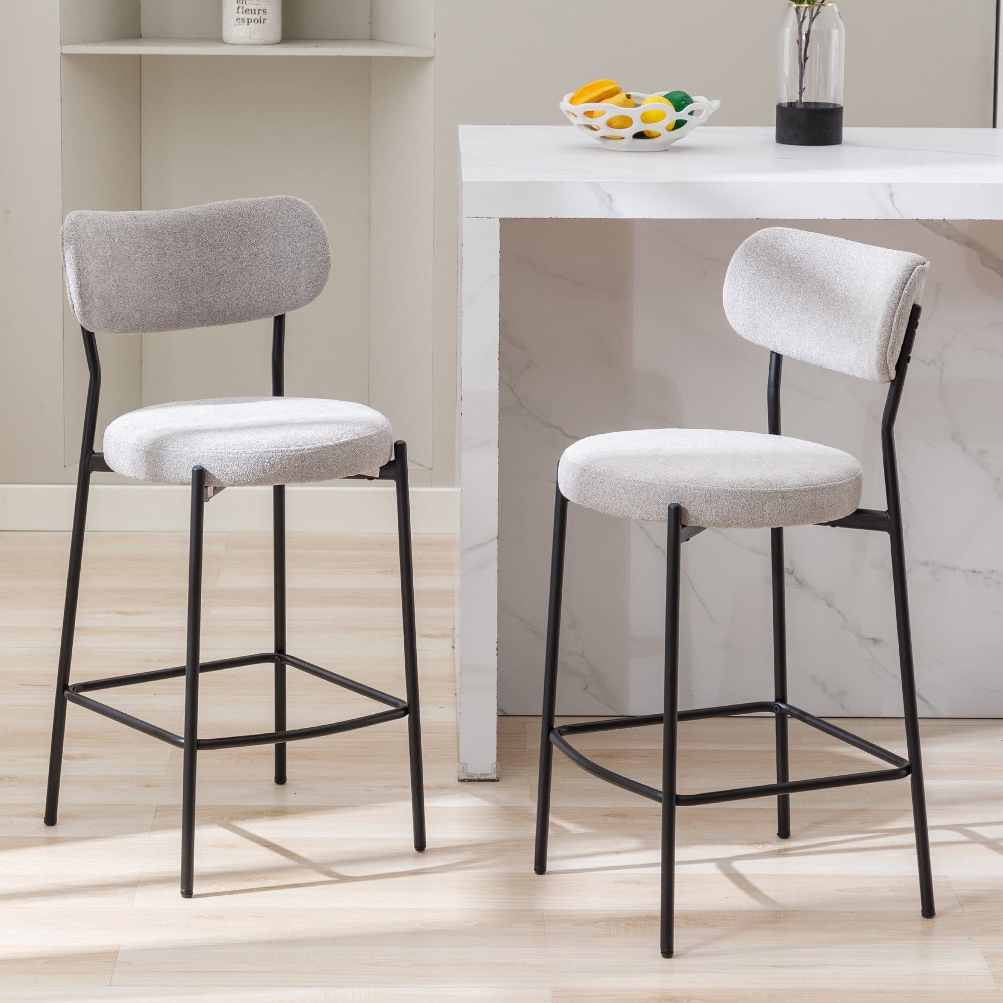 Duhome Barhocker 2er Set Grau Schlingenstoff Modern - Bild 2