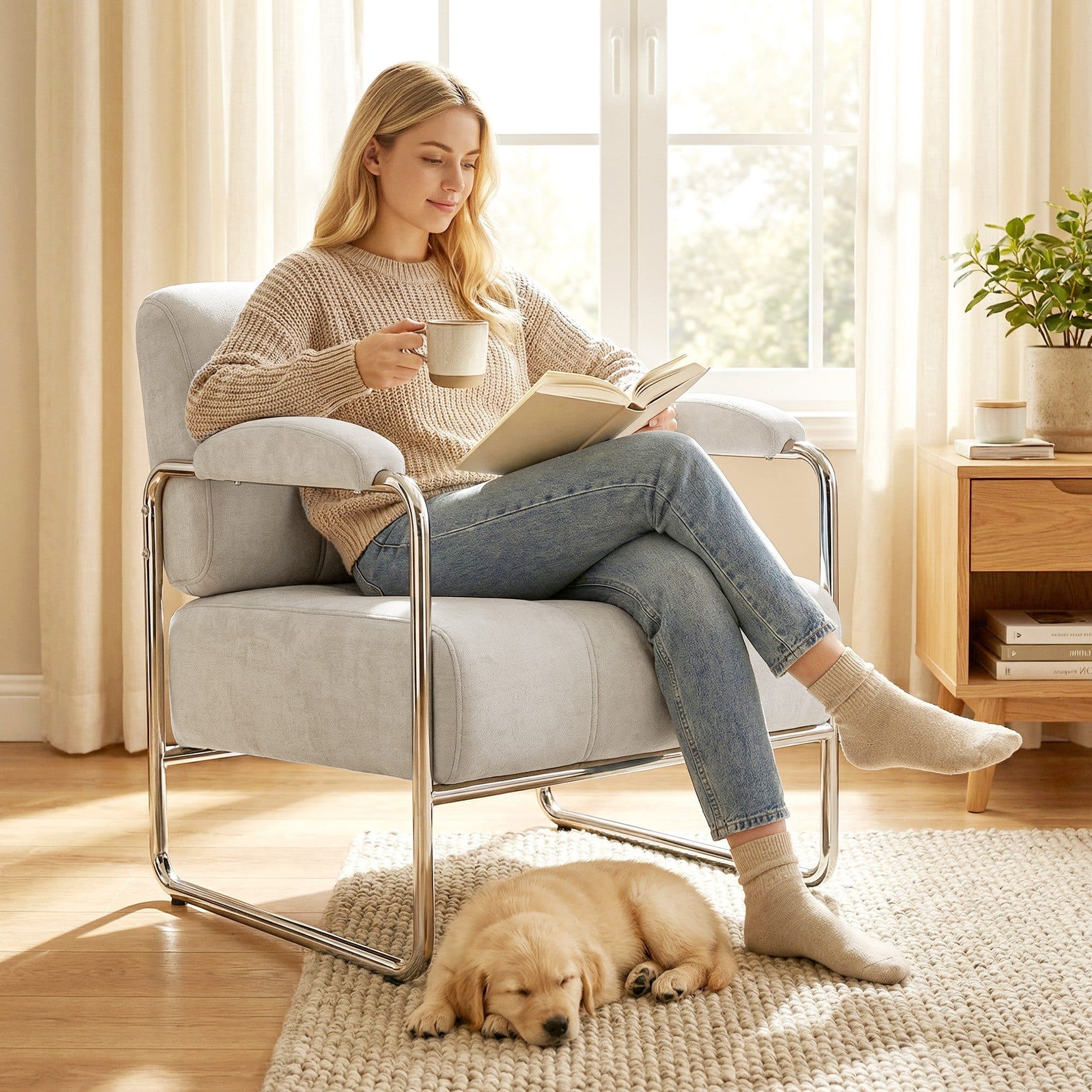 HOMCOM Relaxsessel mit breitem Sitz und Chenille-Optik - Bild 2