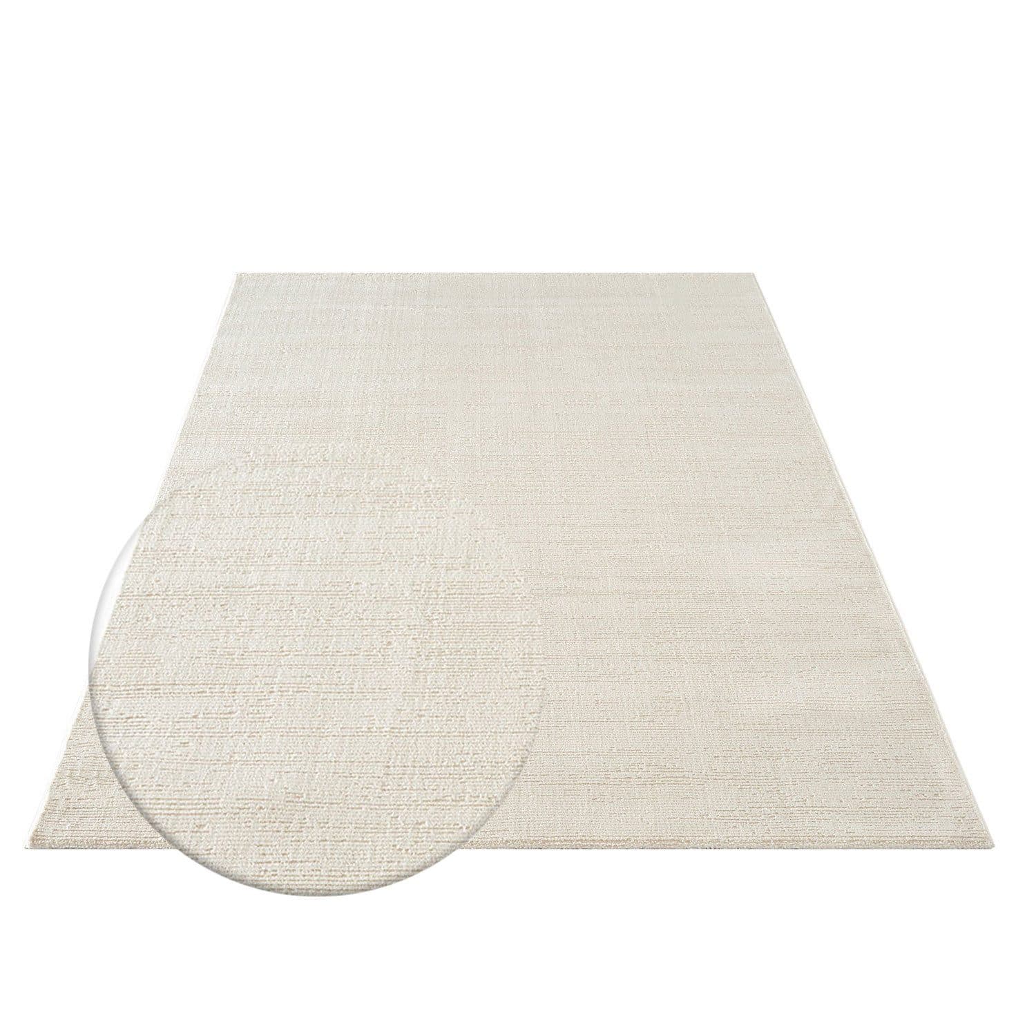Carpetilla Teppich Kurzflor Robust Modern Creme Hoch-Tief-Muster - Bild 2